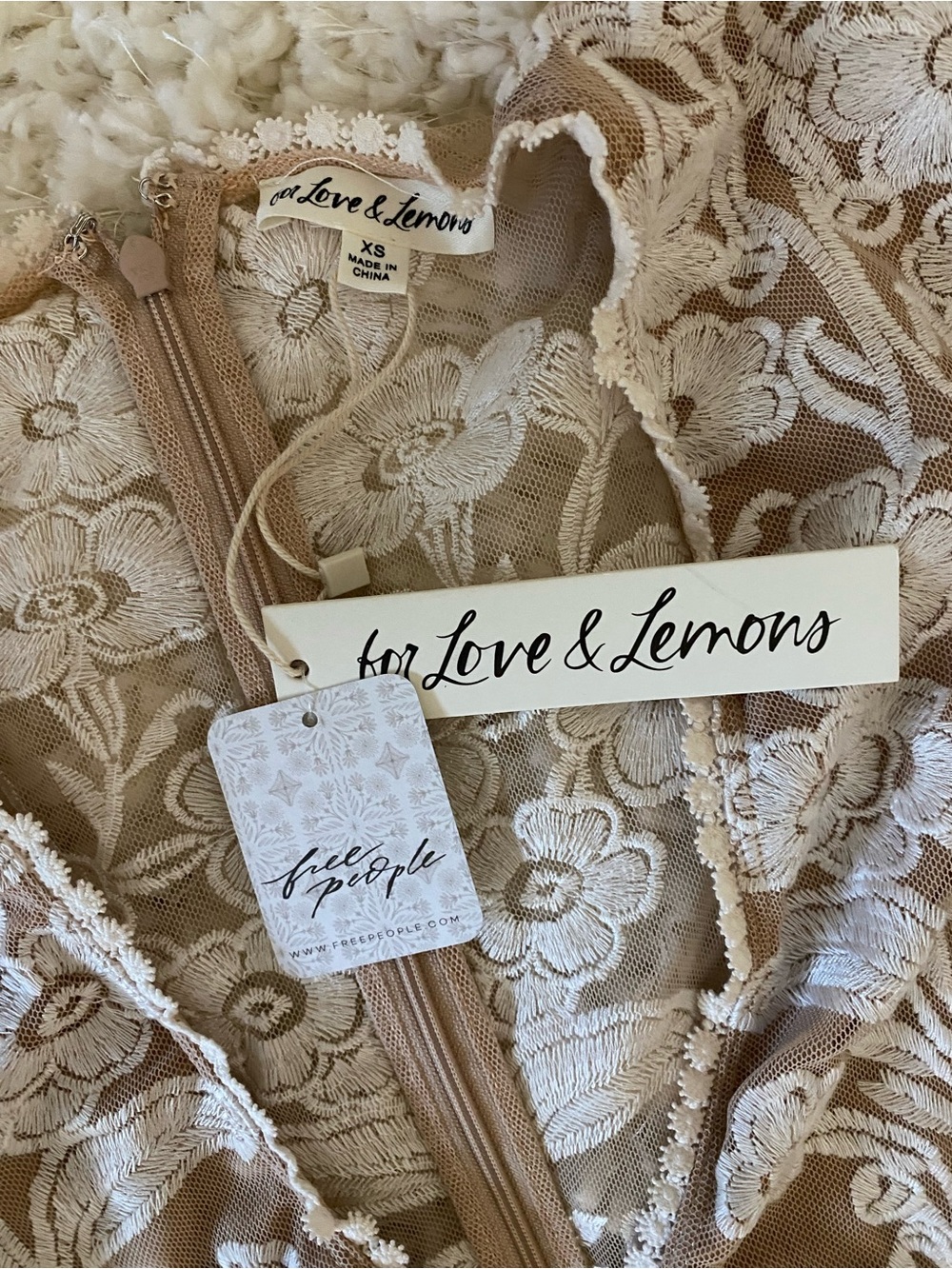 For Love & Lemons Temecula Maxi Dress with White Floral Lace - Picture 5 of 6